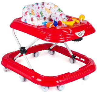 BoGi Lauflernwagen Höhenverstellbarer Baby Gehfrei Lauflernwagen mit Spielcenter rot
