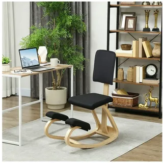 HOMCOM Stuhl Ergonomischer Kniestuhl, Kniehocker mit Rückenlehne (Bürostuhl, 1 St), zur Verbesserung der Nackenschmerzen Rückenschmerzen Schwarz schwarz
