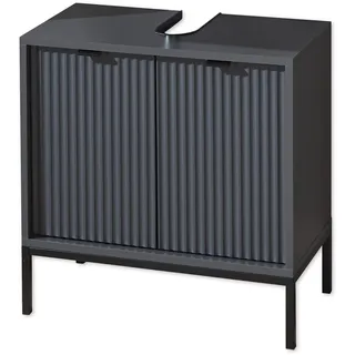 BASIC by Balculina LUCERA Badezimmer Waschbeckenunterschrank in Grau matt - Bad Unterschrank Badezimmerschrank mit viel Stauraum - 60 x 60 x 32 cm (B/H/T)