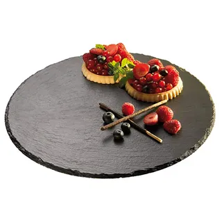 APS Tortenplatte Ø 32 cm, Höhe: 2,5 cm, Naturschieferplatte, Schiefer-Materialstärke 6-9 m