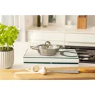 Servierpfanne mit Kupferkern 16 cm Mini unbeschichtet inkl. Glasdeckel