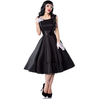 your_Designerz Schwarzes weites Rockabilly Kleid mit Satinschleife zum binden und seitlichem Reißverschluß L - L