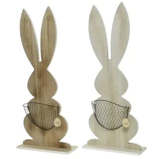 Kaemingk großer frühlingshafter putziger Deko-Hase Osterhase als Silhouette aus Holz mit Eierkorb Preis für 1 Stück