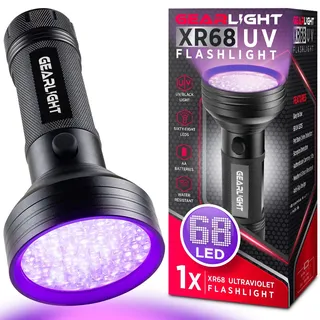 GearLight XR68 UV-Schwarzlicht-Taschenlampe mit 68 LEDs, Schwarzlicht-Taschenlampe für Haustierurin-Erkennung, Skorpion, Bettwanzen, Harzhärtung, Hundeflecken und Teppichgeruchs-Entferner