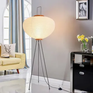 LED Stehlampe Wohnzimmer Papierlampe,Standlampe mit Handgemachtem Lampenschirm Papier Japanische Deko,120CM Stehlampen Papier für Schlafzimmer,Esszimmer mit Fußschalter,E27 Ecklampe Japanische Lampe
