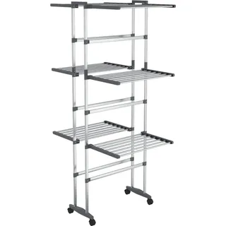 vidaXL Wäscheständer 3 Etagen mit Rollen Silbern 60x70x129 cm