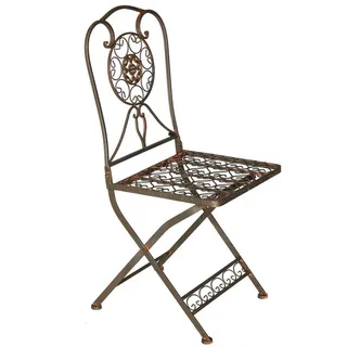 DanDiBo Ambiente Gartenstuhl Metall Tecla 17921 Metallstuhl Stuhl Garten Vintage Eisen Nostalgie Eisenstuhl Braun Antik - Braun