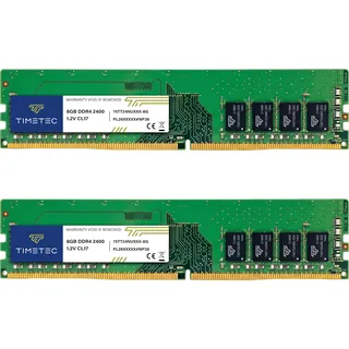 Timetec Premium 16GB KIT (2x8GB) DDR4 2400MHz (PC4-2400T) PC4-19200 UDIMM für Desktop-PCs – Non-ECC Unbuffered, 288-Pin, 1,2V, CL17 DIMM-Speichermodul