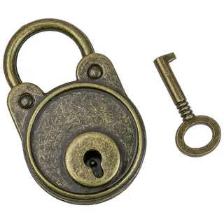HMF Vintage Deko Vorhängeschloss mit Schlüssel, Bronze