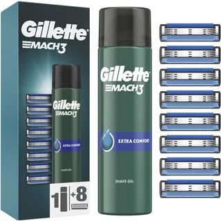 Gillette Venus, Nassrasierer, Gillette - Replacement heads Gillette Mach3 8 pcs + Extra Comfort shaving gel (Shave Gel) 200 ml