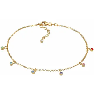 Elli Fußschmuck Damen Fußkettchen Bunt Geo Strand mit Kristalle in 925 Sterling Silber vergoldet
