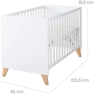 roba 2in1 Weiß, Honigeiche, Holz, Rechteckig, eckig, 60x120 cm Babymöbel, Babybetten, Gitterbett
