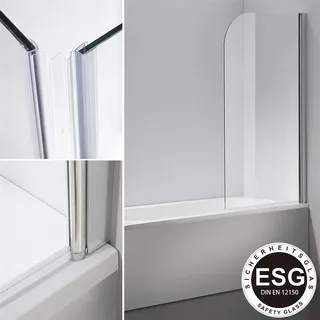 Badewannenaufsatz Duschwand Duschabtrennung Glas ESG Badewannenfaltwand 140 cm