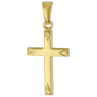trendor Kreuzanhänger Kreuz- Gold 585 / 14 Karat für Damen, Herren, Kinder goldfarben