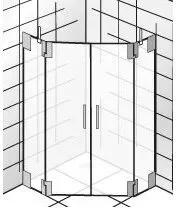 HSK K2 Fünfeckdusche 2 Drehtüren + 2 Seitenteile, bis 140x140cm, chrom