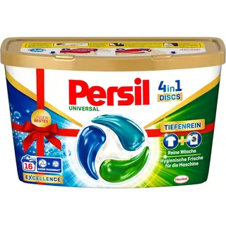 Persil Universal 4in1 DISCS (16 Waschladungen), Universal Waschmittel mit Tiefenrein Technologie, Vollwaschmittel für reine Wäsche und hygienische Frische für die Maschine