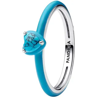 Pandora Türkisfarbener Herz-Stein Ring aus Sterling-Silber, aus der ME Kollektion, Gr. 54, 193828C01-54