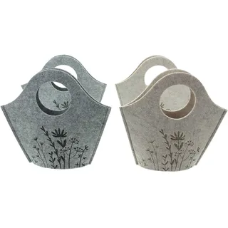 Frank Flechtwaren FRANK FLECHTWAREN, Filztasche Blumenwiese, 4er Set, geprägtes Motiv Maße: 24 x 5 x 23 cm