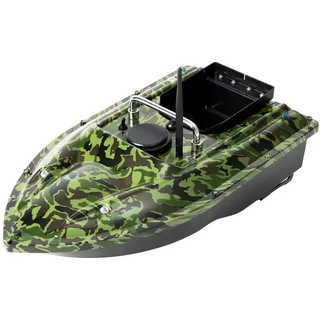 HUSPOO Fischköderboot - 500M 5200mA Futterboot Angeln | 1,5KG Beladung Fischköder Boot mit Tempomatsystem | 13000RPM Doppelmotor Nachtangeln Fischköder Köderboot mit Fernbedienung (Camouflage)