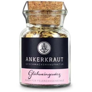 Ankerkraut Glühweingewürz, Gewürzmischung für Glühwein, Feuerzangenbowle, Punsch, Kinderpunsch, Weihnachtstee, 60g im Korkenglas