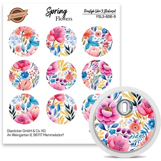 FreeStyle Libre 3 Sensor Sticker - 9er Set "Spring Flowers" - Aufkleber für Sensoren | Diasticker®