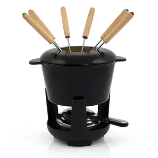 Bbq-toro - 13-teiliges Gusseisen Fondue Set Für 6 Personen 1 L Emailliert Schwarz