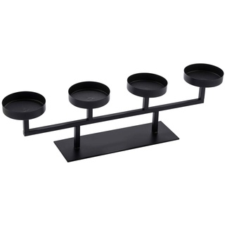 Advents Kerzenständer schwarz für 4 Stumpenkerzen - 48 x 13 cm - Metall Kerzenleuchter eckig - Adventsleuchter Adventskranz Weihnachten Tisch Deko