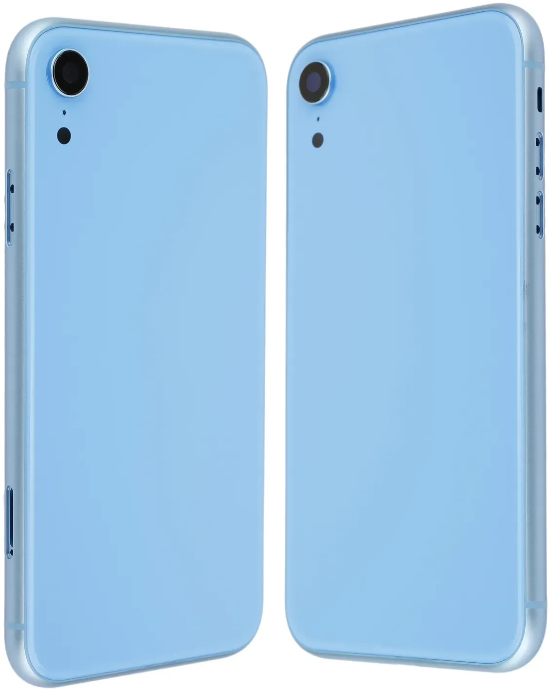 Blaues Cover (ohne Logo) für Rückseite, inkl. Tastenset und SIM-Halter, passend für iPhone XR