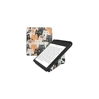 kwmobile Schutzhülle kompatibel mit Kobo Kobo Libra Colour/Tolino Vision Color - Hülle Kunstleder - eReader Cover Case - Katzen Orange Schwarz Weiß