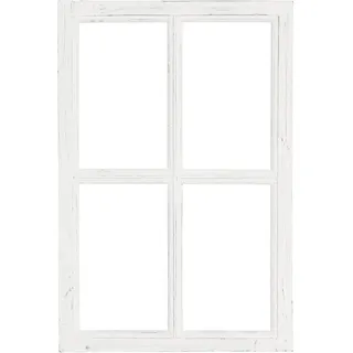 HSM Nostalgie Holz Deko Fenster weiß gewischt 40 x 2 x 60 cm