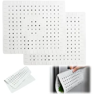 Spülbeckeneinlage, 2 Stück Gummi Spülbeckenauskleidungen, Spülbeckenmatte mit Abflussloch, Rechteckige Spüle Drainage Pad, Abtropfmatte, Spülbeckeneinlage Eckig, 31 x 26 cm, für Küche und Bad(Grau)