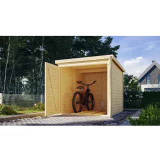 Karibu Fahrradgarage Inkl. Fahrradschienen (für 3 Fahrräder) - 19 mm naturbelassen