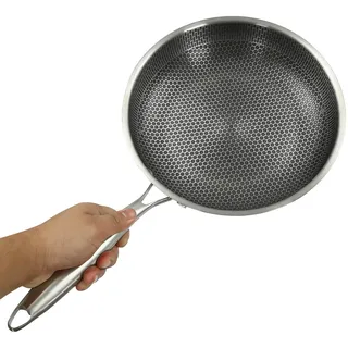 28/30CM Hybrid Bratpfanne Wabenpfanne mit Griff Bratpfanne aus Edelstahl Antihaft-Bratpfanne Antihaft Kratzfest Wabenbeschichtung henssler pfanne stainless steel pan für Gasherde Gasherde (30CM)