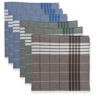 Herren Stoff Taschentücher Arabias Farben grün braun blau Größe 40x40 cm 100% Baumwolle (6er Set) - Einheitsgröße