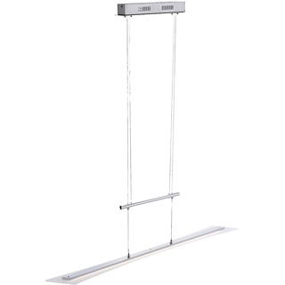 LED Hängeleuchte Höhenverstellbar Pendelleuchte Chrom Esszimmerleuchte Zugpendel, Metall satiniert, 23W 1510Lm warmweiß, LxBxH 98,5x9,8x100-160 cm