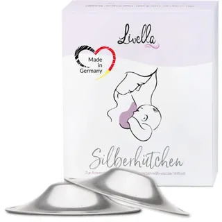 Livella | Silberhütchen aus 999er Silber | Made in Germany | Hilfe bei beanspruchten Brustwarzen | Unterstützt feuchte Regeneration beim Stillen | Wochenbett Stillhütchen (2 Stück) für Brustschutz