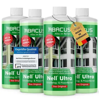 ABACUS® Nell Ultra Grünbelagentferner & Algenentferner Konzentrat, extrem stark! Entfernt Grünbelag & Algen selbsttätig 4x 1000ml