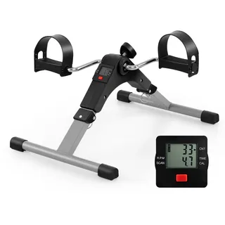 COSTWAY Pedaltrainer für Senioren, Arm und Beintrainer klappbar mit verstellbarem Widerstand & LCD-Display, Mini Heimtrainer unter dem Schreibtisch, Bewegungstrainer für Zuhause & Büro
