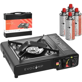 evocamp Gaskocher 1-flammig mit 4 227g Gaskartuschen