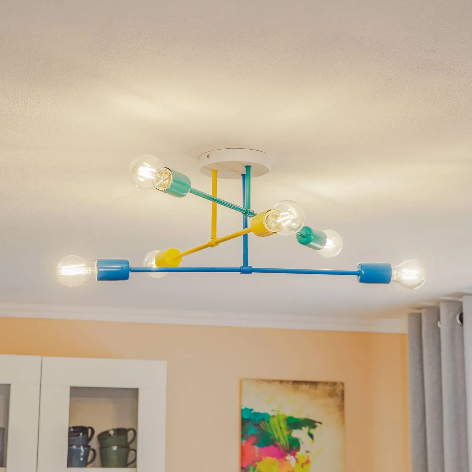Deckenlampe Cambridge HELAM, dimmbar, für Kinderzimmer, Metall, Junges Wohnen, Deckenlampe - 58 cm - 58 cm - 23.5 cm