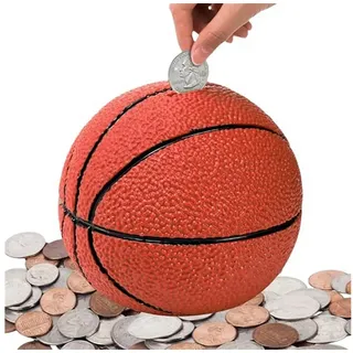 autolock Spardose Basketball Sparschwein, 5.5“/7,5“ große bruchsichere Münzbank Ø 14 cm