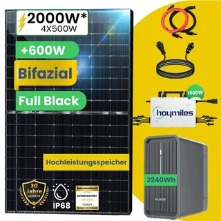 2000W/1600W Balkonkraftwerk mit Speicher Komplettset 2,24 kWh Marstek B2500-D Speicher mit Hoymiles HMS 1600W WIFI Wechselrichter Smart Mini Anlage
