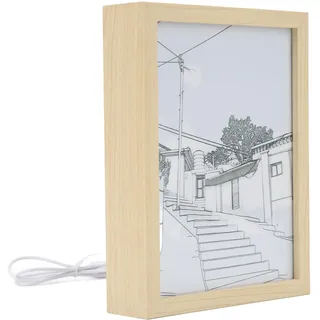 Beleuchtungs-Malerei-Dekoration, USB-Beleuchtung, Acryl-Desktop-Kunst-Malerei-Rahmen, 3-farbig Verstellbarer Schlafzimmer-Nacht-LED-Leucht-Fotorahmen, Kreatives (15 * 20cm)