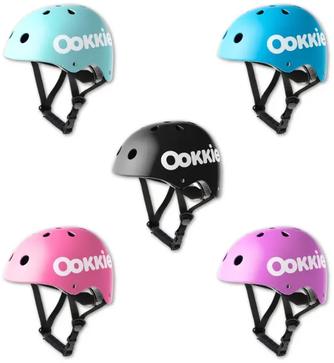 Kinder Fahrrad- und Skatehelm 48-52 cm Schwarz ABS/EPS - Ookkie - Verstellbar, Skater-Design, Belüftungsöffnungen, EN1078 zertifiziert