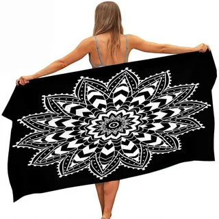 ETERIO 3D Schwarz Und Weiß Strandtuch Groß 200x200, Böhmen Badetuch Mikrofaser Handtücher, Strandhandtuch SchnellTrocknend Badehandtuch, Saunatuch, Handtuch, Damen, Herren, Strandtücher, Badetücher