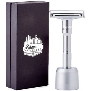 SHAVE FACTORY Einstellbarer Sicherheitsrasierer Matt + Ständer, 150 g