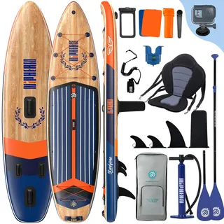 Niphean (Extra Groß) Stand Up Paddling Board, SUP für 2+1 Personen/Familien, SUP Board mit (Anfängergeeignet) Balancierflügel, wasserdichte Handyhülle, Stand Up Paddle Board for Adults, Geschenkideen