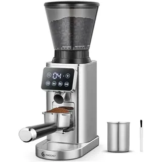 AMZCHEF Kaffeemühle Elektrische Kaffeemühle mit abnehmbarer Halterung silberfarben