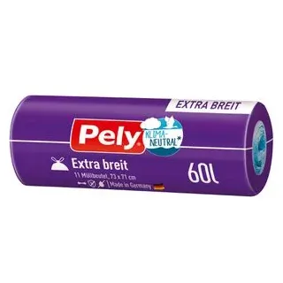 Pely Zugbandbeutel extra breit 60 Liter klimaneutralisiert 11 Stück