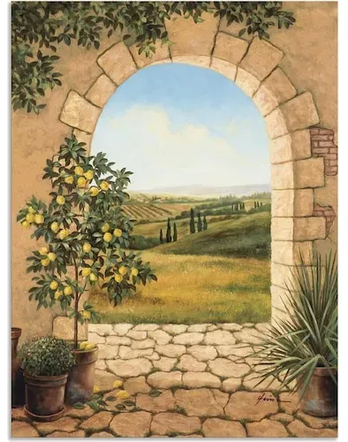 Artland Bilder Zitronenbaum vorm Torbogen (60 x 80 cm)